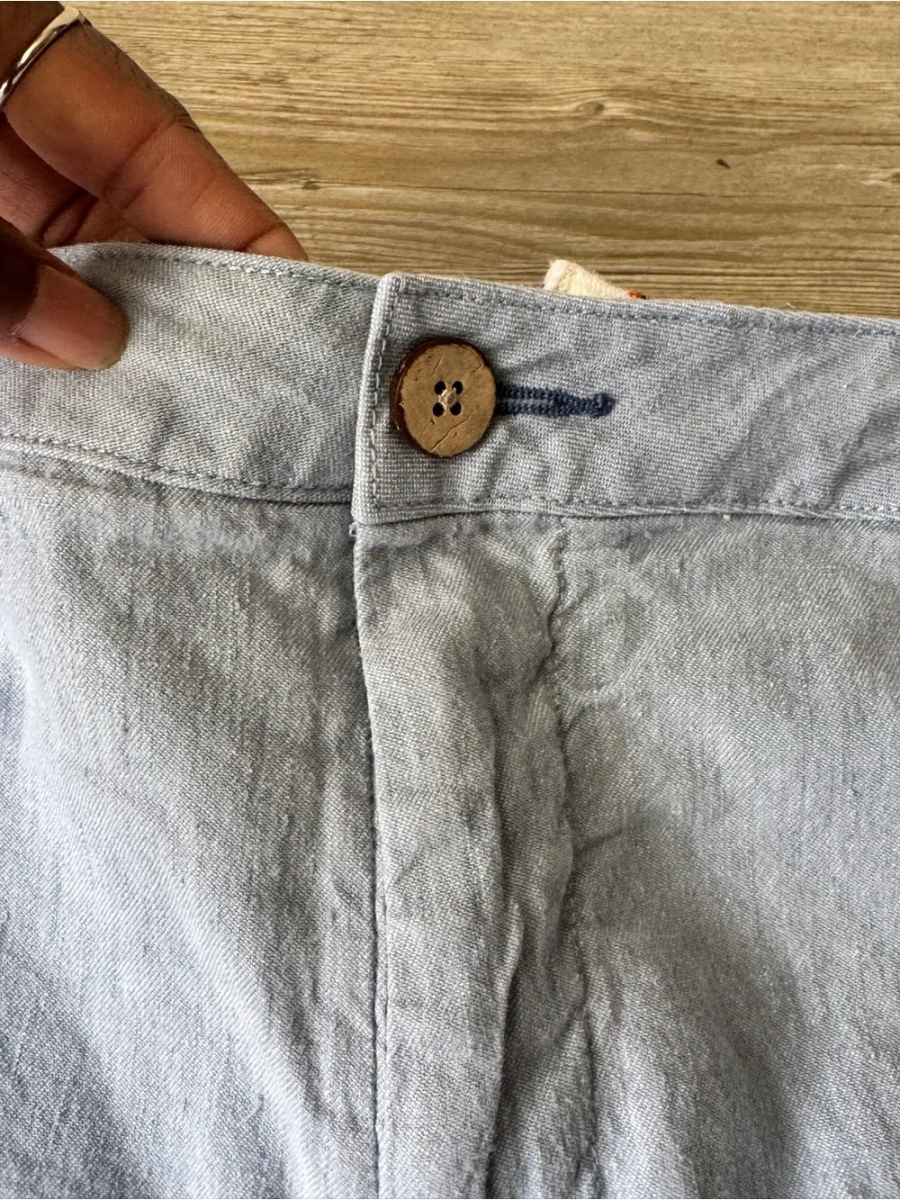 Faherty Light Blue Flat-Front Linen Blend Shorts